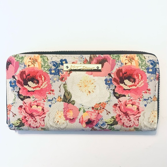 BETSEY JOHNSON Faux Leather Floral Zipper Wallet, pink - Picture 1 of 4